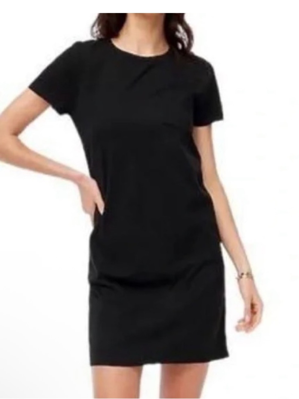 J. Crew Black Short Sleeve Crewneck Shift Dress - 100% Linen